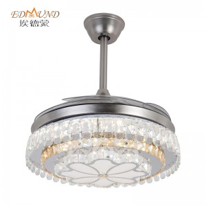 K016 lucht leanúna uasteorainn chandelier le solas le dath iargúlta 42 orlach 3 le Chandelier Fan Crystal Cainteoir